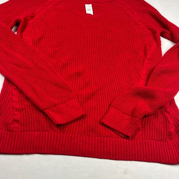 Talbots Cable Knit Tunic Sweater Red Classic Comfort Casual Pullover Size XL NWT - Picture 2 of 10